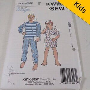 Kwik Sew 2302 clothing pattern Boys UNCUT Pajama top and pants, sweats, shorts